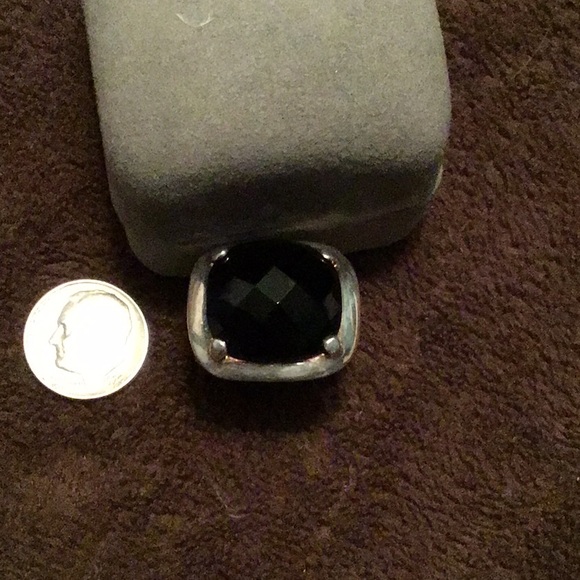 FINAL SALE BEFORE REMOVAL! BOLD/FACETED SS BLACK ONYX STAMPED RING, GORGEOUS - Picture 6 of 6